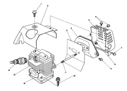 Cylinder & Muffler Assembly Diagram and Parts List for 51643 6000001 - 6999999 Toro Trimmer