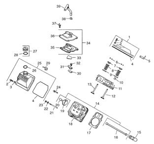 Head/Valve/Breather Assembly Diagram and Parts List for 74228 (220000001-220999999)(2002) Toro Lawn Mower