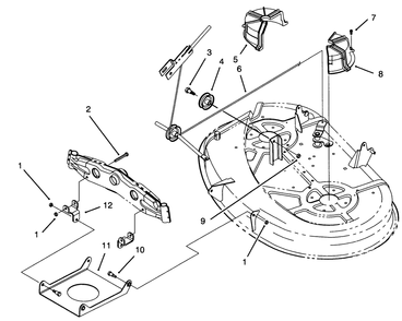 Cable & Cover Assembly (38" Cutting Unit) Diagram and Parts List for 71213 59000001 - 59100000 Toro Lawn Tractor