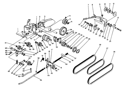 Drive Belt Assembly Diagram and Parts List for 58170 3000001 - 3999999 Toro Tiller
