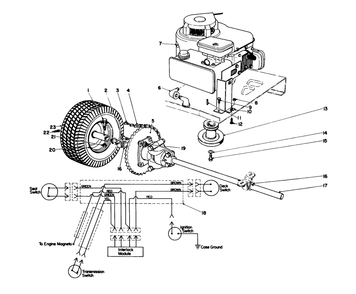 Engine And Differential Assembly Diagram and Parts List for 56006 1000001 - 1999999 Toro Lawn Tractor