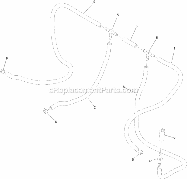 Vent Hose Assembly Diagram and Parts List for 79574 315000001-315999999 Toro Lawn Mower