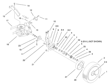 Rear Axle Assembly Diagram and Parts List for 20490 8900001 - 8999999 Toro Lawn Mower