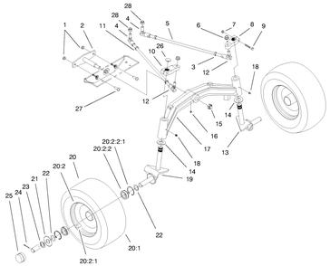 Tie Rods, Spindle, & Front Axle Assembly Diagram and Parts List for 73542 9900001 - 9999999 Toro Lawn Tractor