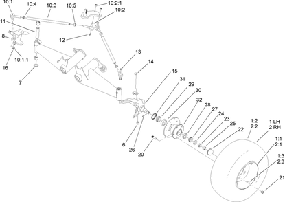 Front Tire And Steering Assembly Diagram and Parts List for 12004TC 270000001 - 270999999 Toro Lawn Tractor