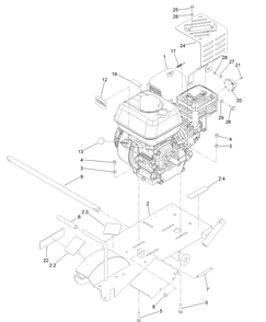 Engine And Frame Assembly Diagram and Parts List for 22600HD 404320000 - 404799999 Toro Stump Grinder