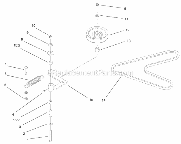 Pump, Idler And Belt Assembly Diagram and Parts List for 74175 200000001-200999999 Toro Lawn Mower