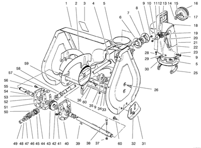 Auger Assembly Diagram and Parts List for 38063 7900001 - 7999999 Toro Snow Blower