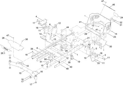Frame Assembly Diagram and Parts List for 75315 411600000 - 411643471 Toro Lawn Tractor
