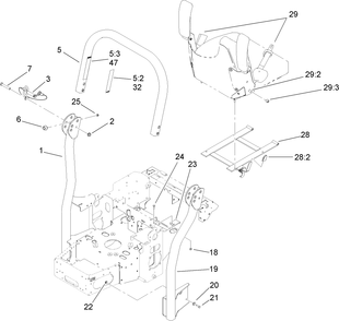 Roll-Over Protection System Assembly 1 Diagram and Parts List for 74410 (280000001-280999999)(2008) Toro Lawn Mower