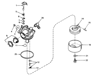Carburetor No. 632050 Diagram and Parts List for 18015 8000001 - 8999999 Toro Lawn Mower