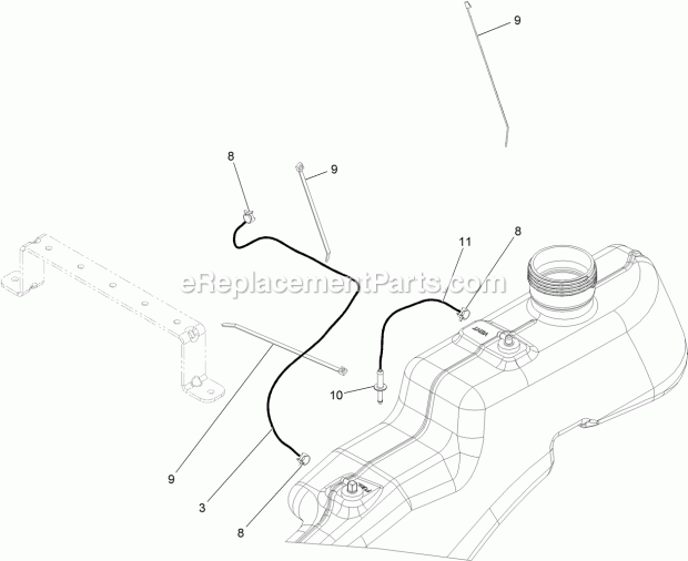 Fuel Delivery Assembly Diagram and Parts List for 74797 315000001-315999999 Toro Lawn Mower