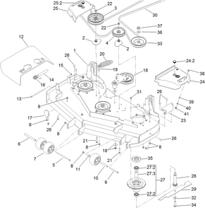 Deck Assembly Diagram and Parts List for 74141TE (312000001-312999999)(2012) Toro Lawn Mower