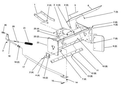 Auger Housing Diagram and Parts List for 79360 6900001 - 6999999 Toro Lawn Tractor
