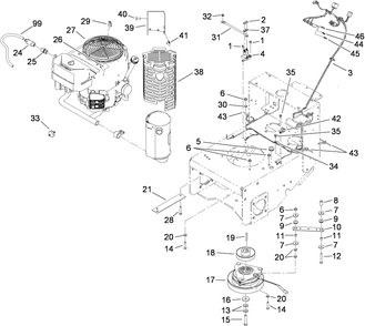 Engine And Clutch Assembly Diagram and Parts List for 38494 (290000001-290999999)(2009) Toro Lawn Mower