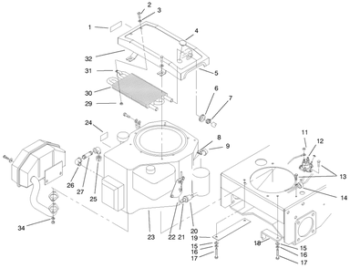 Engine & Oil Cooler Diagram and Parts List for 30187 795001 - 799999 Toro Lawn Tractor Accessories