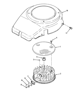 14hp Engine Flywheel & Cover Assembly Diagram and Parts List for 22-14O501 1000001 - 1999999 Toro Lawn Tractor