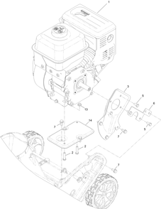 Engine Assembly Diagram and Parts List for 38756 409200000 - 411799999 Toro Snow Blower