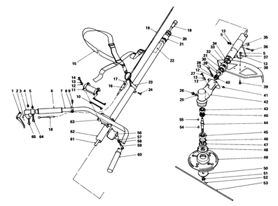Handle And Cutter Head Assembly Diagram and Parts List for 51700 8000001 - 8999999 Toro Trimmer