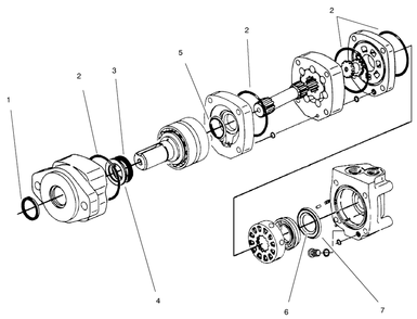 Hydraulic Motor And Assembly Diagram and Parts List for 22400 800001 - 800292 Toro Lawn Tractor Accessories