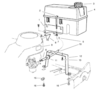 Gas Tank Assembly Diagram and Parts List for 22045 8900001 - 8999999 Toro Lawn Mower