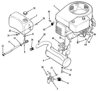 Engine, Fuel And Exhaust Systems Diagram and Parts List for 32-120EA1 1000001 - 1999999 Toro Lawn Tractor