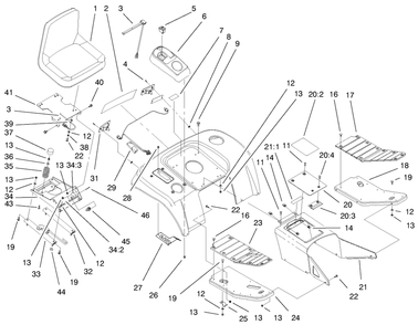 Fender, Footrest, & Seat Assembly Diagram and Parts List for 73580 9900001 - 9999999 Toro Lawn Tractor