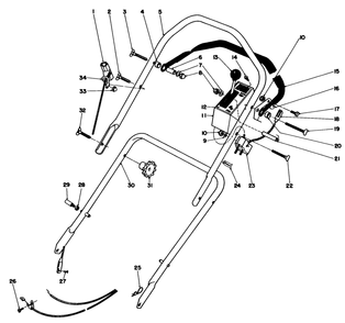 Handle Assembly Diagram and Parts List for 16570 3000001 - 3999999 Toro Lawn Mower