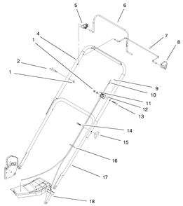 Handle & Controls Assembly Diagram and Parts List for 20651 9900001 - 9999999 Toro Lawn Mower
