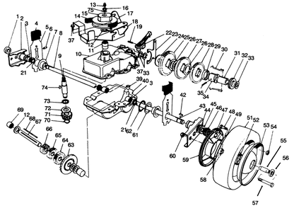 Gear Case Assembly Diagram and Parts List for 22037BC 5900001 - 5999999 Toro Lawn Mower