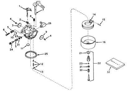 Carburetor No. 632107 Diagram and Parts List for 38056 4000001 - 4999999 Toro Snow Blower