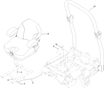 Seat And Roll-Over Protection System Assembly Diagram and Parts List for 74267 403247200-999999999 Toro Lawn Mower