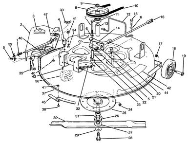 Cutting Unit Assembly Diagram and Parts List for 70040 49000001 - 49999999 Toro Lawn Tractor