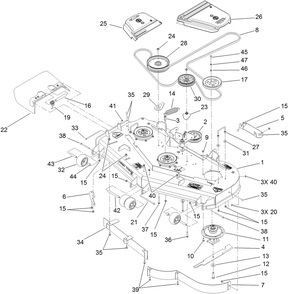 Deck Assembly Diagram and Parts List for 74945CP (311000001-311999999)(2011) Toro Lawn Mower