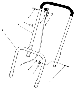 Handle Assembly Diagram and Parts List for 22005 6000001 - 6999999 Toro Lawn Mower