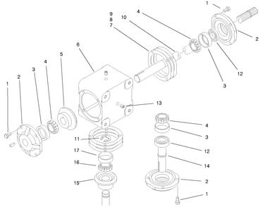 Gear Box Assembly Diagram and Parts List for 74182 (891565-899999)(1998) Toro Lawn Tractor