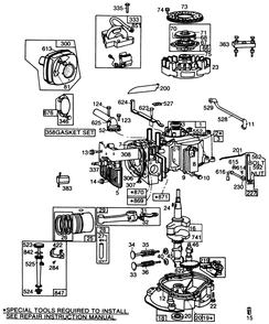 Engine Briggs & Stratton Model No. 130902 Type 1200-01 Diagram and Parts List for 22005 8000001 - 8999999 Toro Lawn Mower