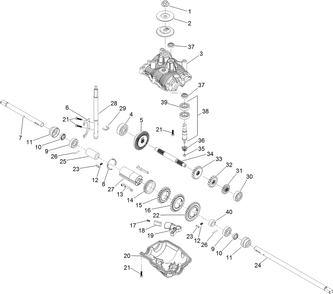 Transmission Assembly No. 131-5350 Diagram and Parts List for 22298 410380000 - 412899999 Toro Lawn Mower
