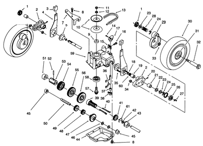 Gear Case Assembly Diagram and Parts List for 20463 5900001 - 5999999 Toro Lawn Mower