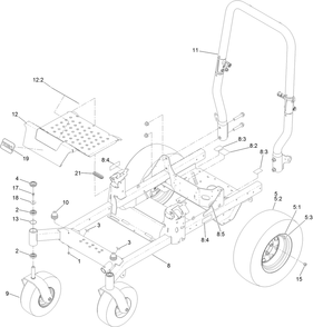 Frame, Roll-Over Protection System  And Wheel Assembly Diagram and Parts List for 74470 400000000-402099999 Toro Lawn Tractor