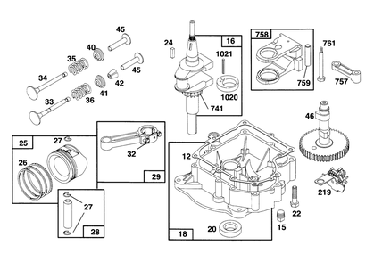 Engine Briggs & Stratton Model 28b707-0126-01 Diagram and Parts List for 70080 5900001 - 5999999 Toro Lawn Tractor