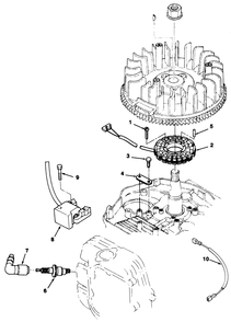 12hp Engine Ignition Assembly Diagram and Parts List for 32-10BE02 1000001 - 1999999 Toro Lawn Tractor