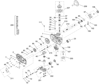 Rh Transmission Assembly Diagram and Parts List for 44454 406643229-407999999 Toro Lawn Mower
