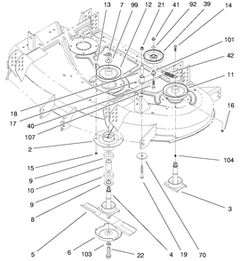 Spindle And Idlers Assembly Diagram and Parts List for 30149 990001 - 999999 Toro Lawn Mower