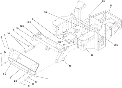 Main Frame Assembly Diagram and Parts List for 74418TE (270000001-270002000)(2007) Toro Lawn Mower