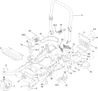 Frame And Caster Wheel Assembly Diagram and Parts List for 74901 (313000001-313999999)(2013) Toro Lawn Mower