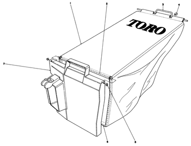 Grass Bag Assembly Diagram and Parts List for 20752 9000001 - 9999999 Toro Lawn Mower