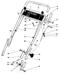 Handle Assembly Diagram and Parts List for 20735 9000001 - 9999999 Toro Lawn Mower