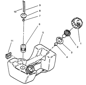 Fuel Tank Assembly Diagram and Parts List for 51675 39000001 - 39999999 Toro Trimmer