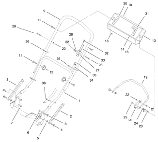 Handle Assembly Diagram and Parts List for 20777 7900001 - 7999999 Toro Lawn Mower
